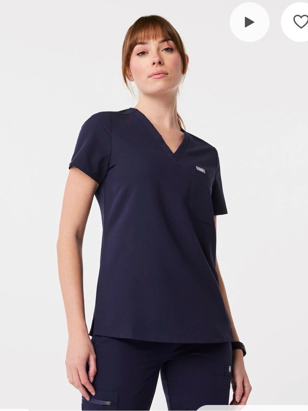 Figs Women's Catarina V-Neck Scrub Top in Navy